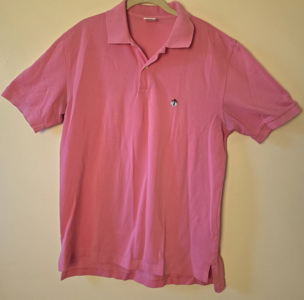 Brooks Brothers Men’s M Performance Polo Shirt Pink Short Sleeve Original Fit